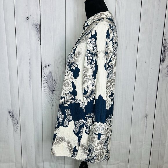 Soft Surroundings St Remy Floral Button Up Tunic Shirt Shacket Size Petite M - Picture 4 of 10